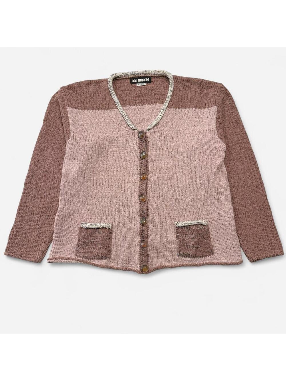 Ani Barrie Button Cardigan Womens Medium Vintage Pink Cotton
